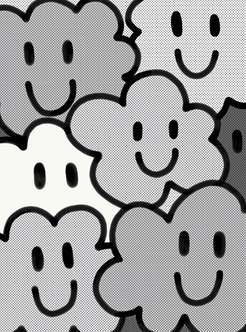 ausgewählte Illustrationen von Studio Biro Monochrome und grafische Illustration von Wolken