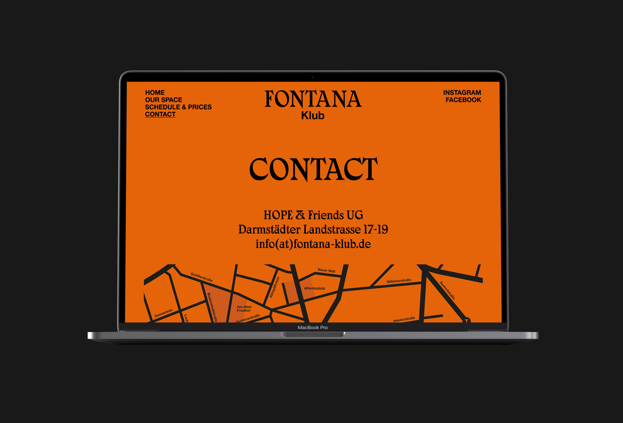 Kontakt der Fontana Webseite