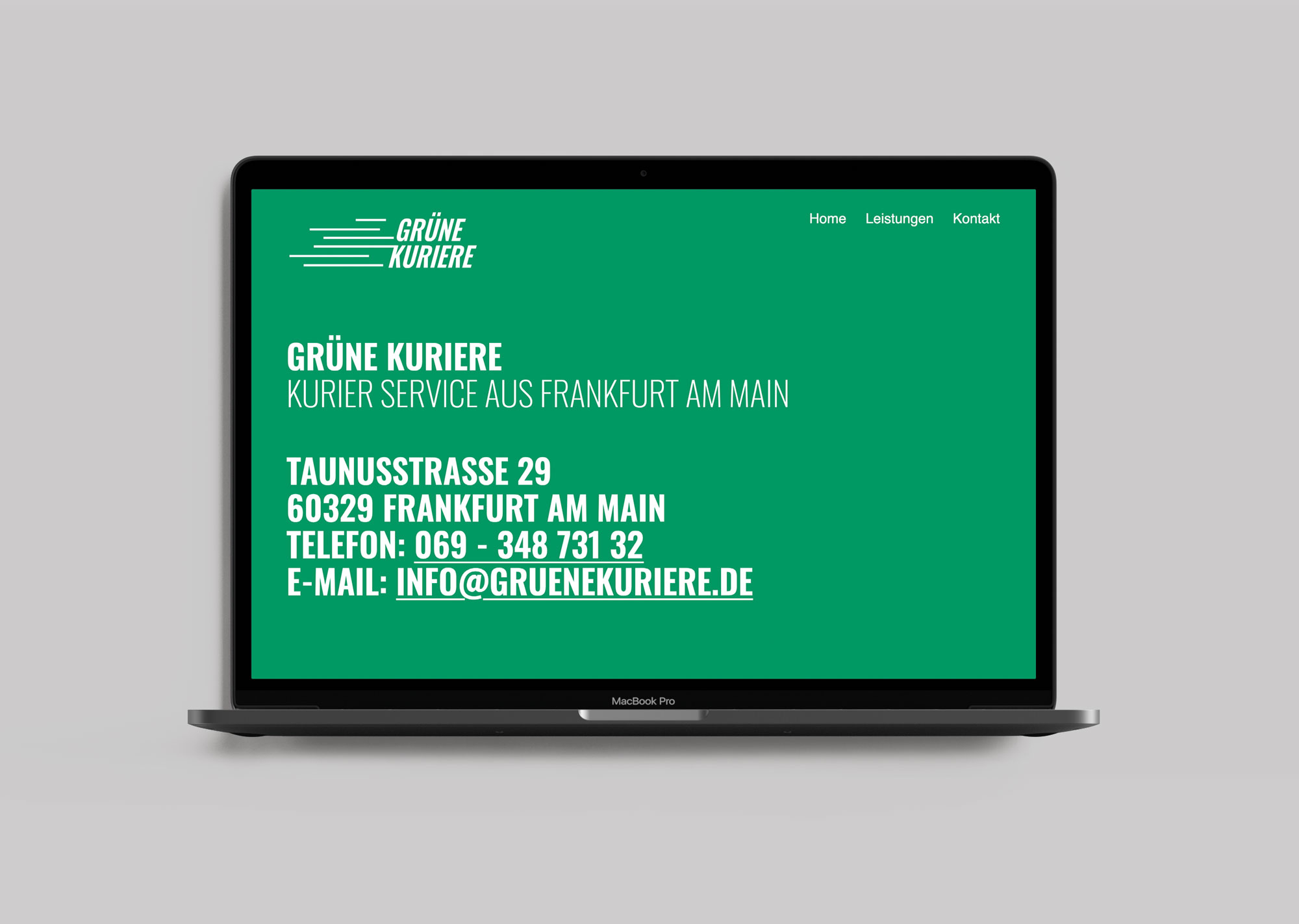Webdesign der Grüne Kuriere Kontaktseite