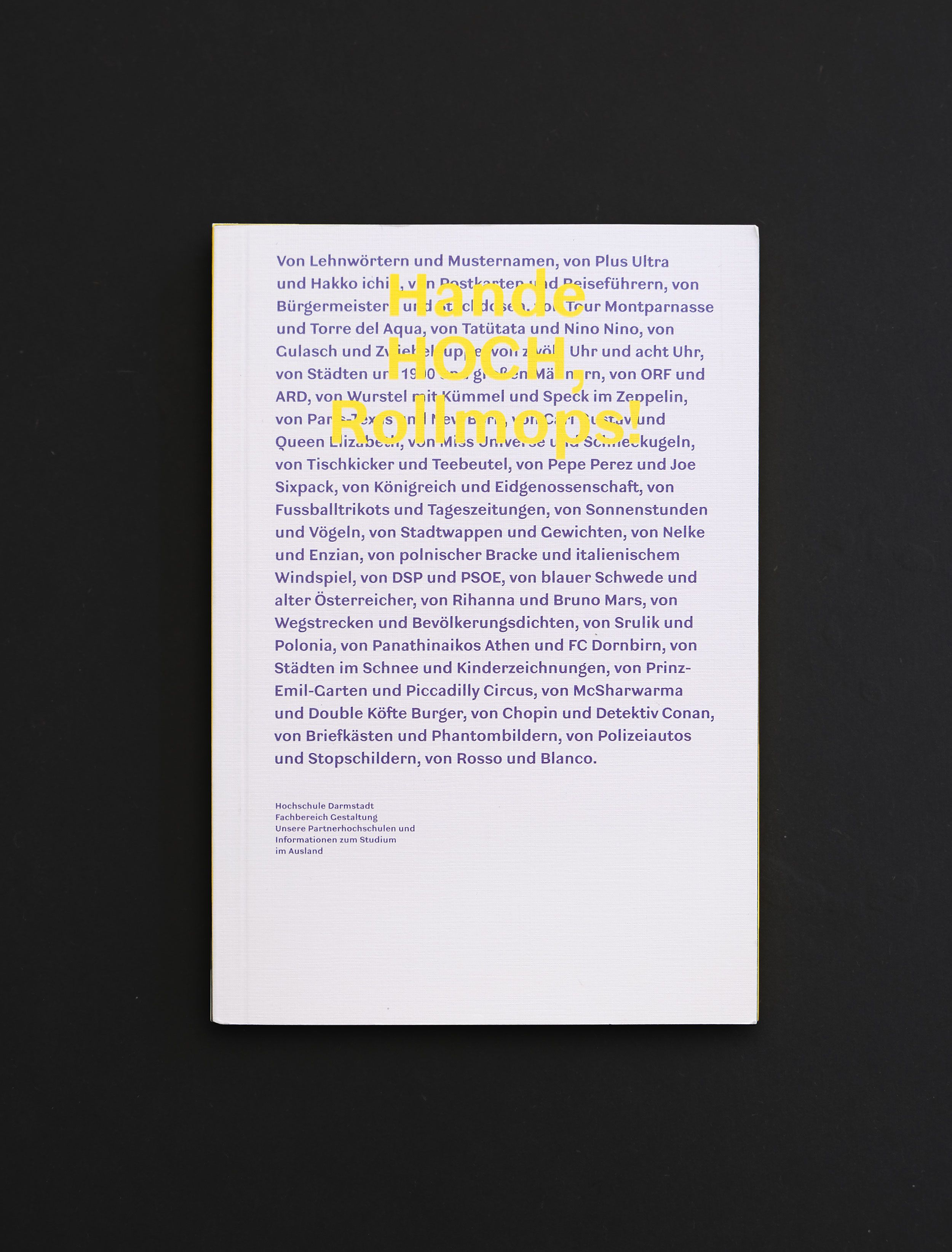 Coverdesign für die Publikation Hande Hoch! Rollmops